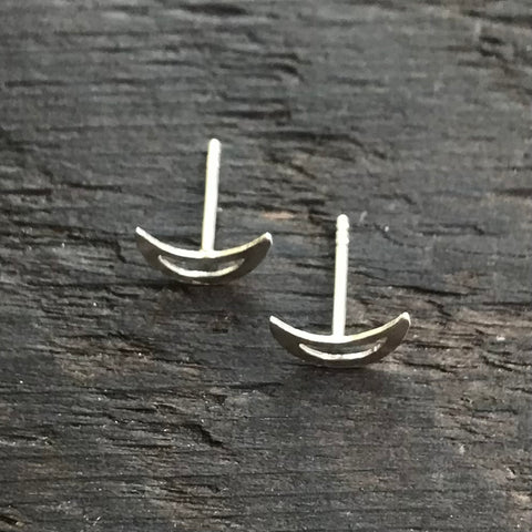 Sterling Silver 'Moon Outline' Stud Earrings