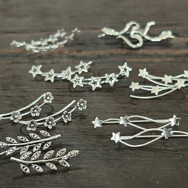 Sterling Silver 'Four Star' Ear Climbers