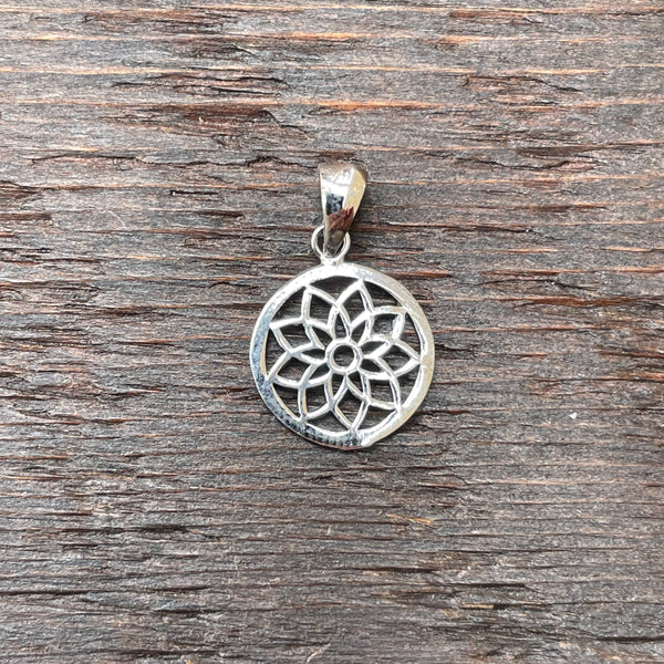 'Flower Mandala' Sterling Silver Pendant