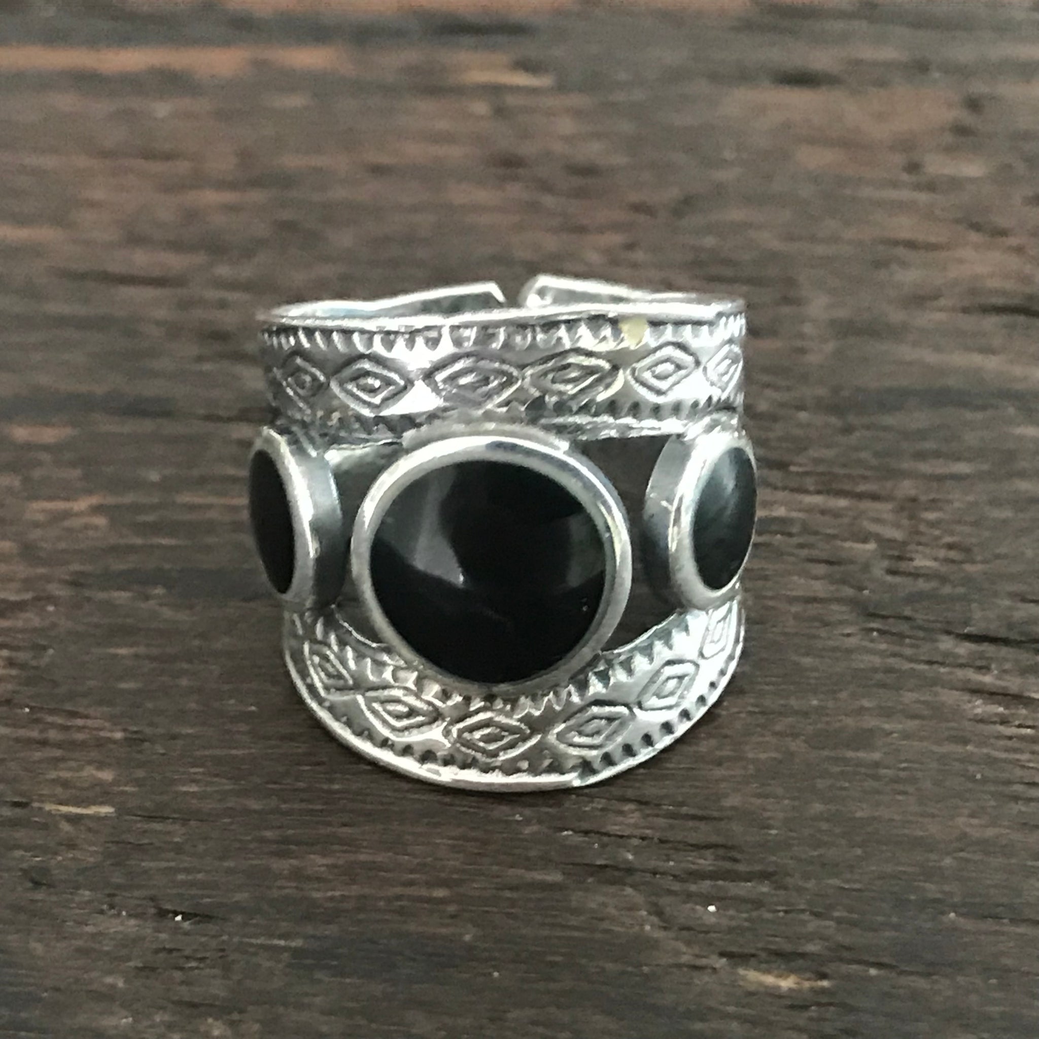 Triqui Sterling Silver & Onyx Ring