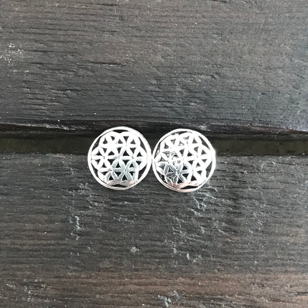 Sterling Silver 'Large Circular Mandala' Stud Earrings