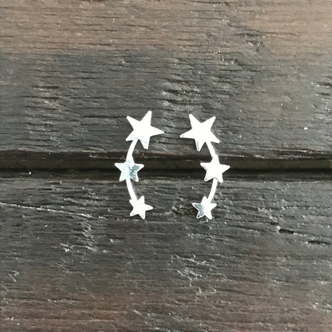 Sterling Silver 'Ascending Stars' Stud Earrings