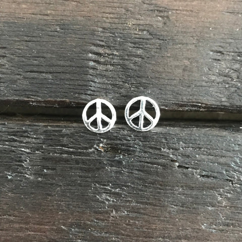 Sterling Silver 'Peace' Stud Earrings