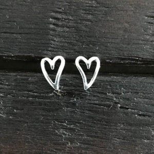 Sterling Silver 'Stylised Hearts' Stud Earrings