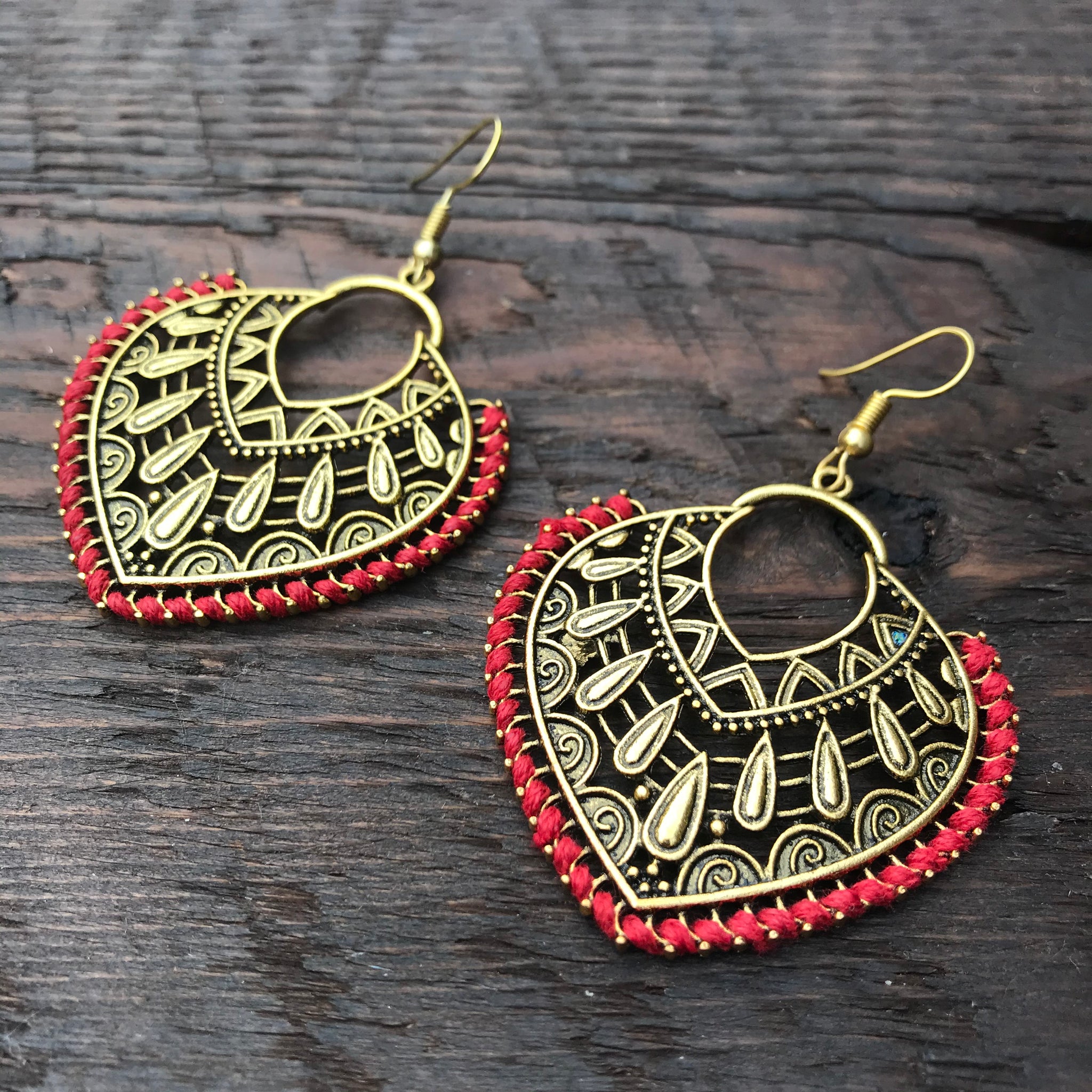 'Ethnic Vibes' Heart Shaped Design Statement Earrings