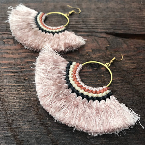 Handmade Tassel Fan Shape Earrings