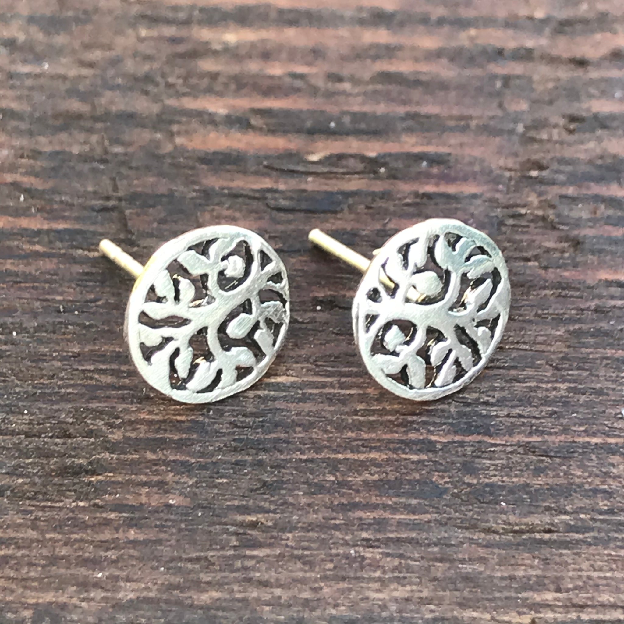 Sterling Silver 'Abstract Branch ' Design Stud Earrings