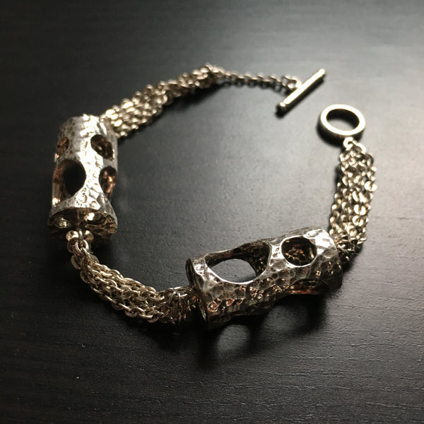 Cylinder & Chain Sterling Silver Bracelet