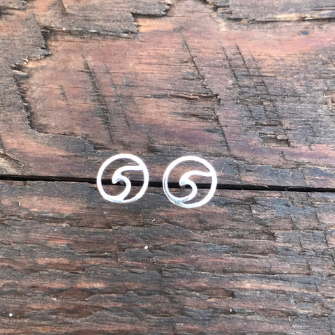 Sterling Silver 'Wave' Design Stud Earrings