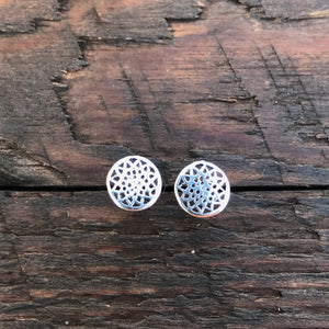 Sterling Silver 'Mandala' Design Stud Earrings