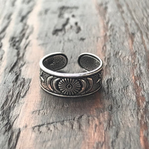 'Sun & Moon' Sterling Silver Pinkie / Adjustable Ring
