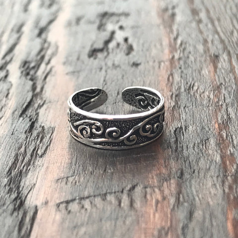 'Swirling Branch' Sterling Silver Pinkie / Adjustable Ring