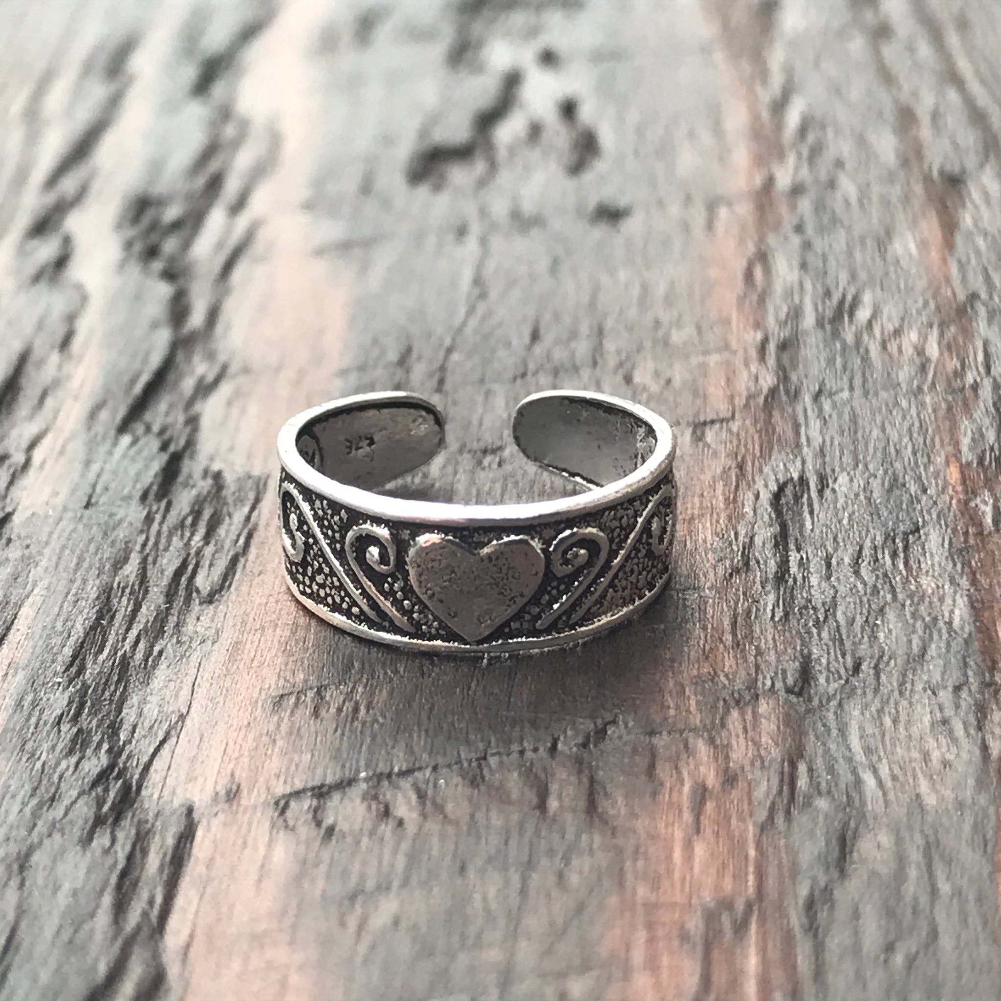 'Love Heart' Sterling Silver Pinkie / Adjustable Ring