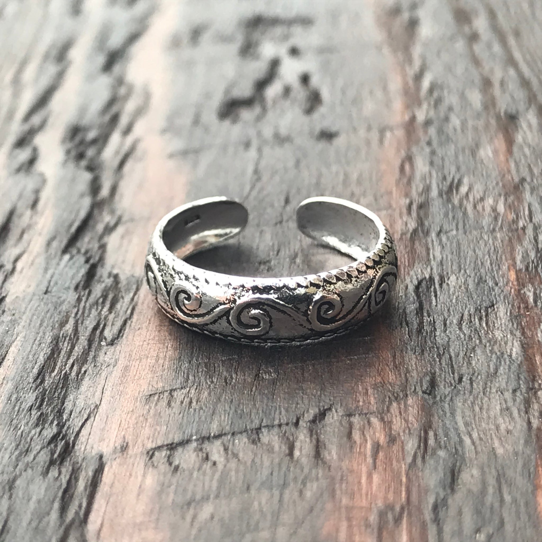 'Swirl' Sterling Silver Pinkie / Adjustable Ring