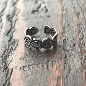 'Heart Wreath' Sterling Silver Pinkie / Adjustable Ring