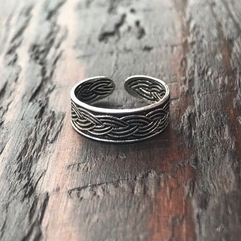 'Braid' Sterling Silver Pinkie / Adjustable Ring