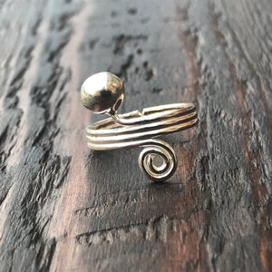 'Spiral Ball' Sterling Silver Pinkie / Adjustable Ring