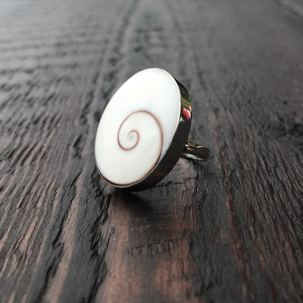 Oval Statement Shiva Shell Sterling Silver Ring