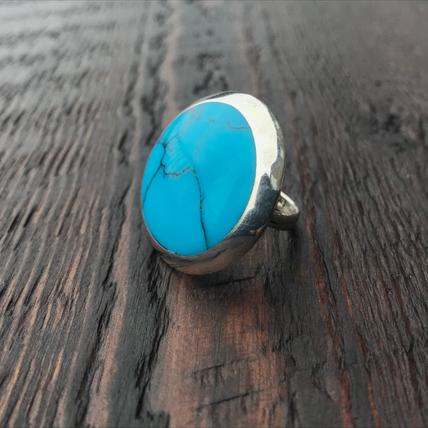 'White Isle' Statement Blue Turquoise Sterling Silver Ring
