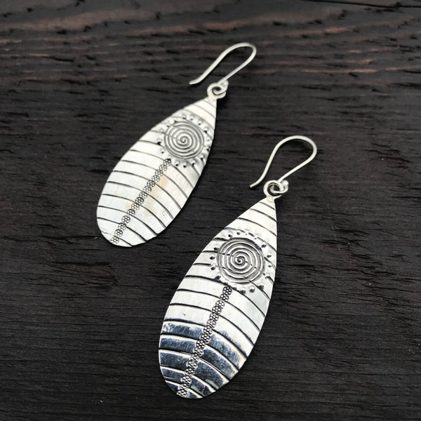 'Karen Hill Tribe ' Spiral Design Sterling Silver Earrings