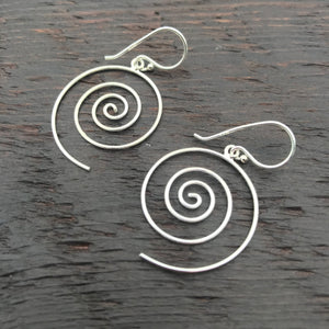 'Spiral' Sterling Silver Drop Earrings