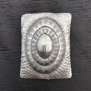 ‘Karen Hill Tribe ' Statement Etched Weave Diamond Shaped Sterling Silver Pendant