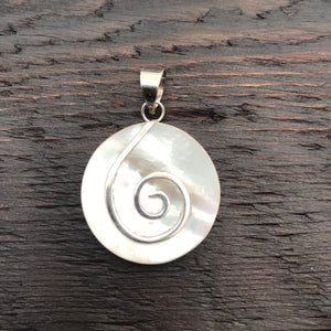 Mother of Pearl & Sterling Silver Spiral Pendant