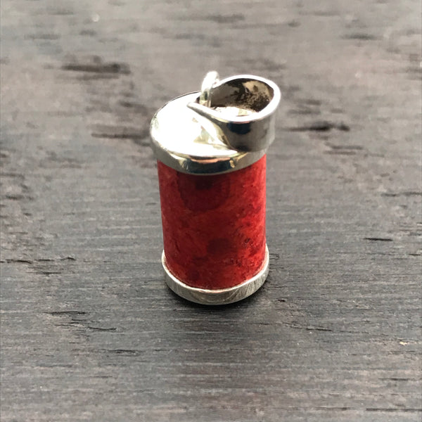 'Vitality' Red Coral & Sterling Silver Tubular Pendant