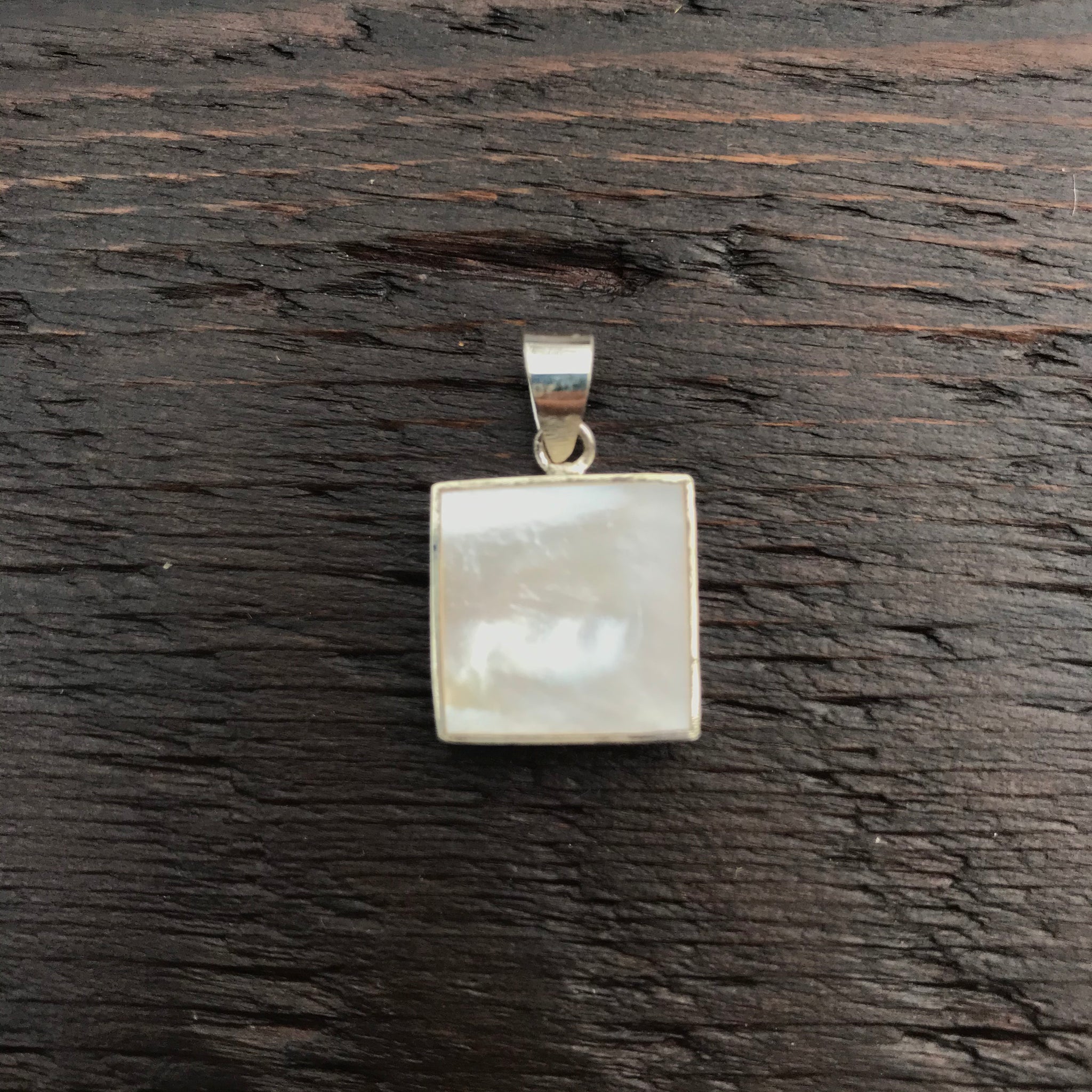 Mother of Pearl Sterling Silver Square Pendant