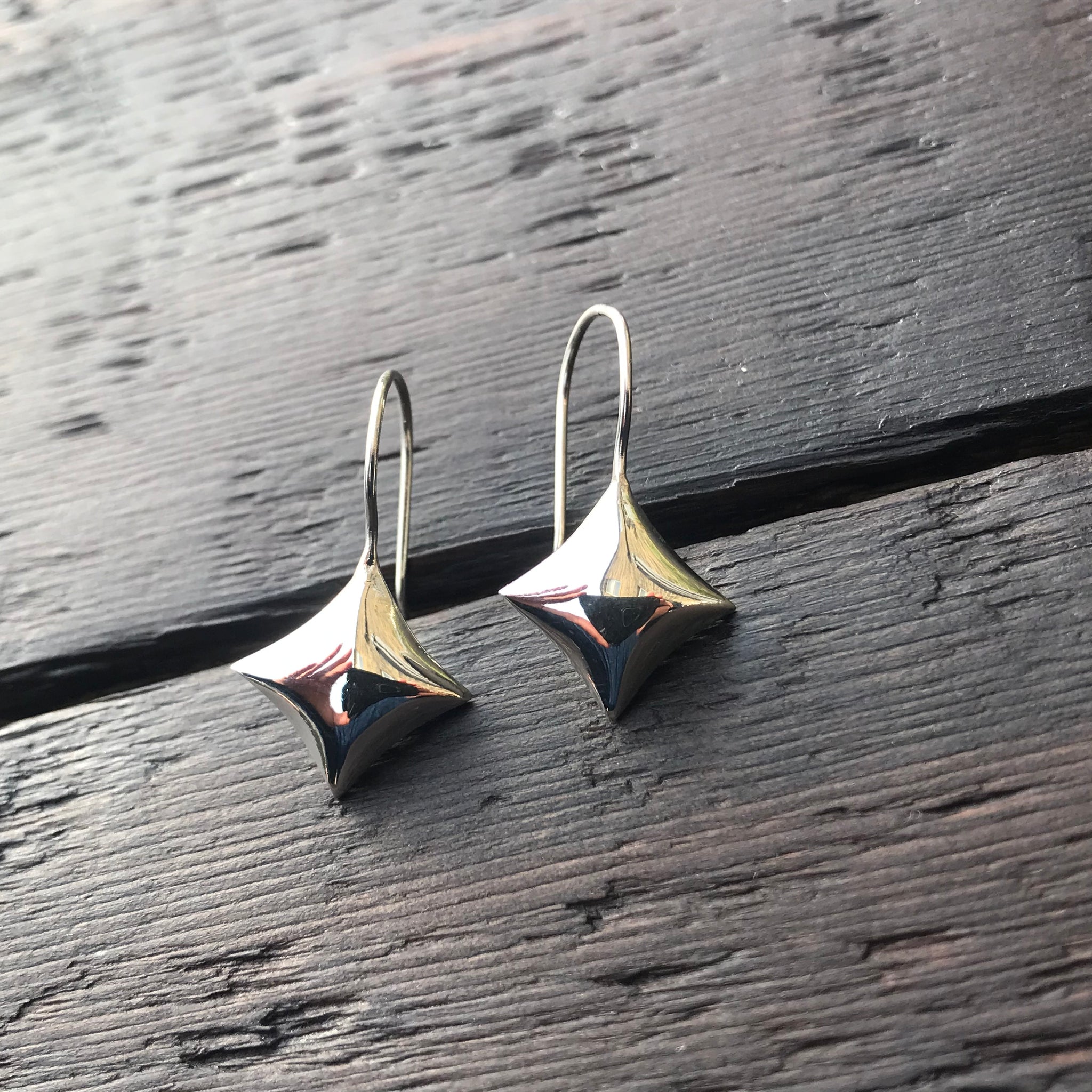 'Bare' Star Hook Drop Sterling Silver Earrings