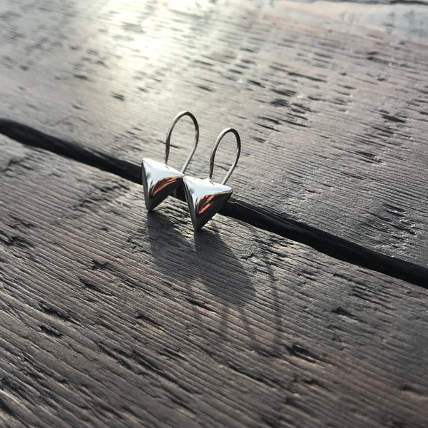 'Bare' Triangular Drop Sterling Silver Earrings