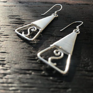 'Adorn' Pyramid Shape Sterling Silver Drop Earrings