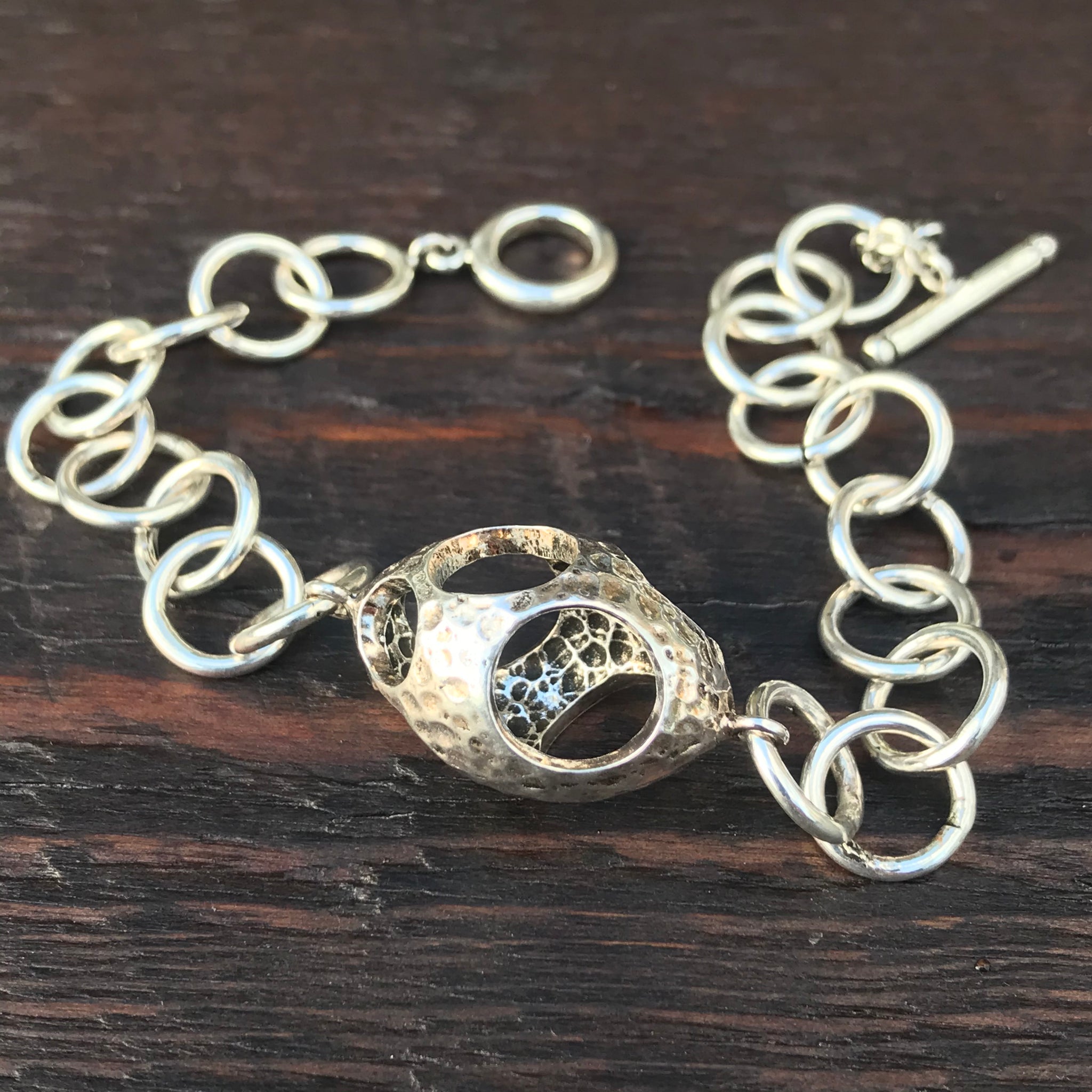 Ovoid & Chain Bracelet - Stunning Unique Sterling Silver Bracelet