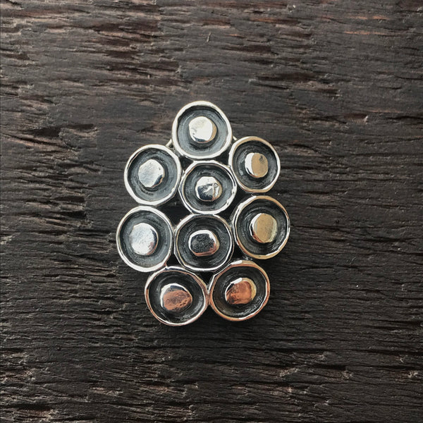 'Luna' Circles Patterned Textured Sterling Silver Pendant