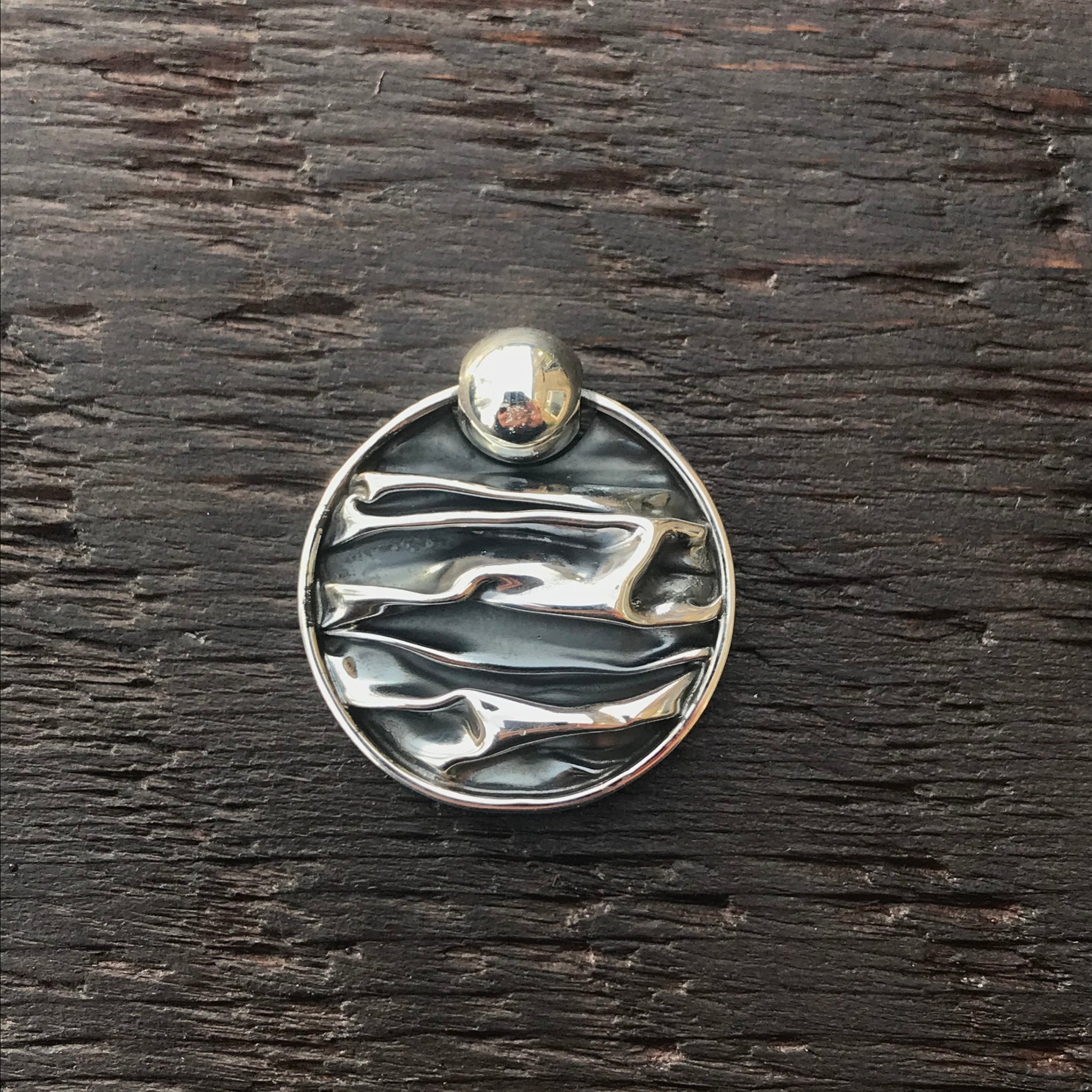 'Rocks' Round Silver Tipped 925 Sterling Silver Pendant