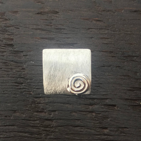 'Spiral Square' Satin Finish Sterling Silver Pendant