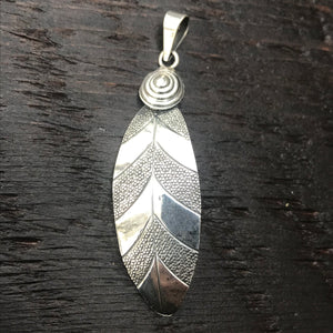 'Karen Hill Tribe ' Drop Leaf Design Sterling Silver Pendant