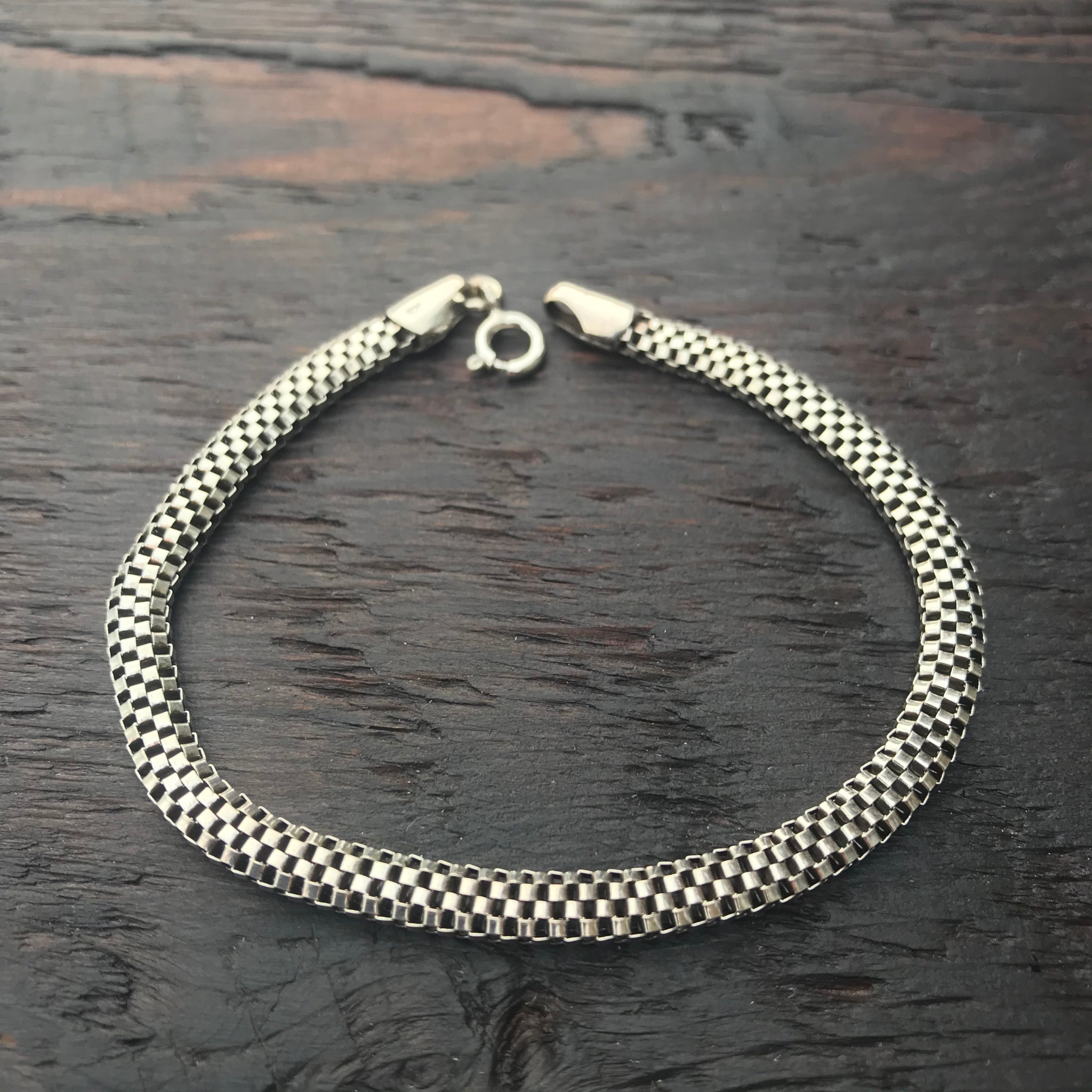 'Borobudur' Curb Snake Chain Design Sterling Silver Bracelet