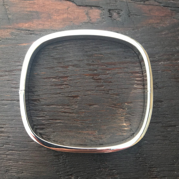 'Bare' Rectangle Sterling Silver Hinged Locking Bangle