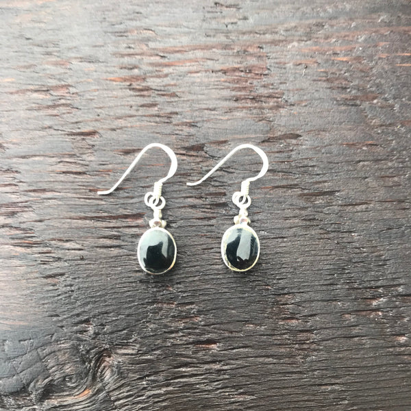 Black Onyx Mini Sterling Silver Drop Earrings