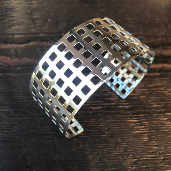 Square Cut Out Sterling Silver Bangle