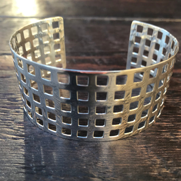 Square Cut Out Sterling Silver Bangle