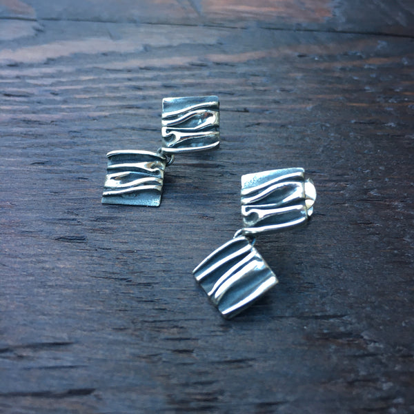 'Rocks' Designer Sterling Silver Earrings