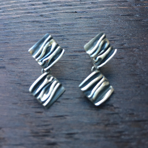 'Rocks' Designer Sterling Silver Earrings