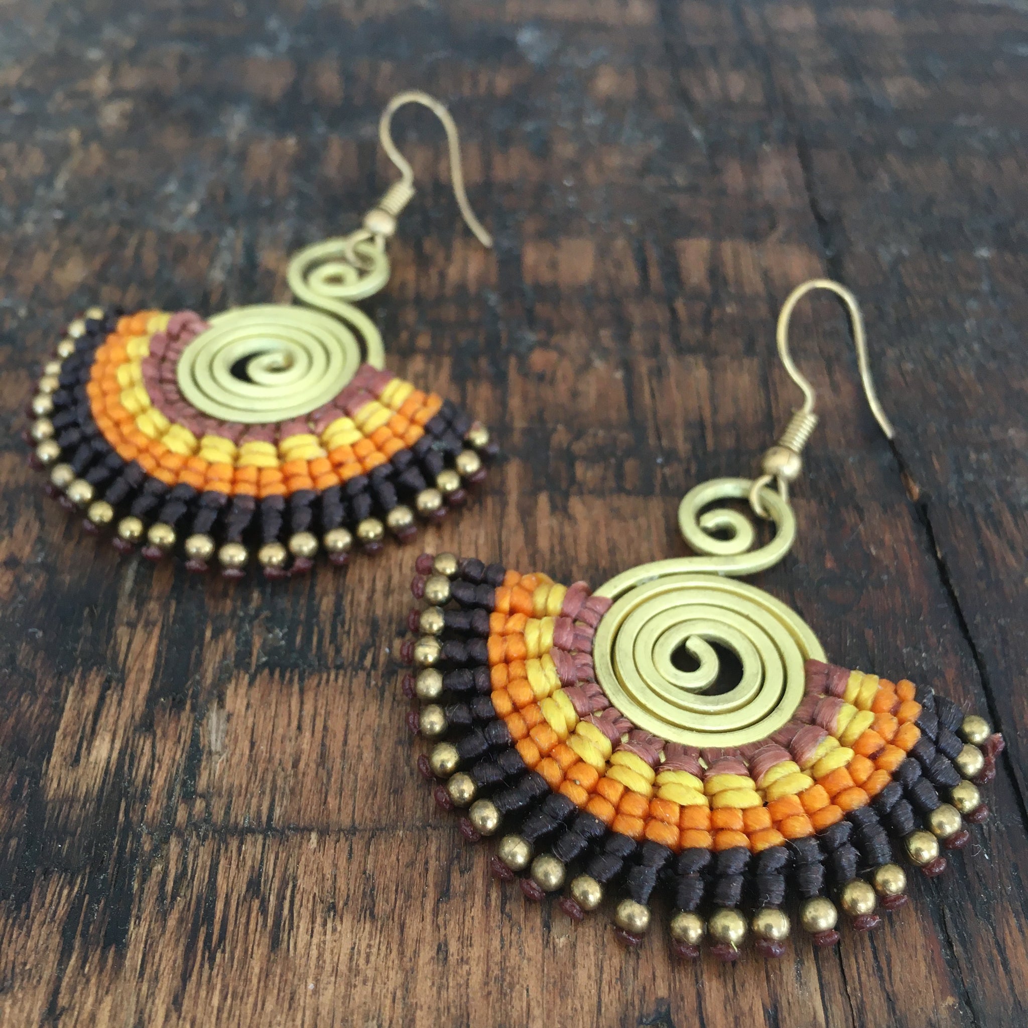 'TriBeca' Embroidered Spiral Earrings