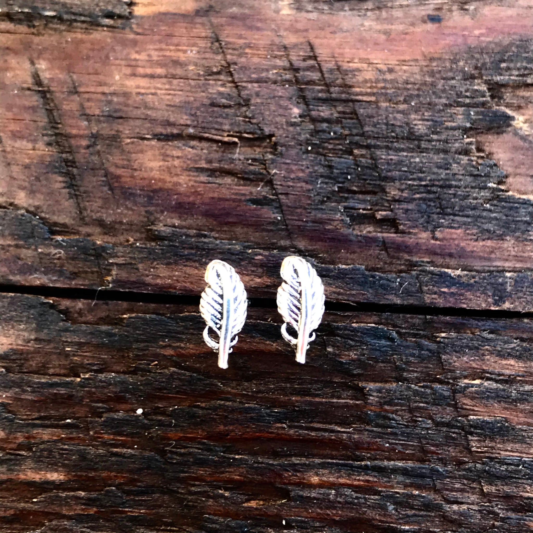 Sterling Silver 'Leaf' Design Stud Earrings