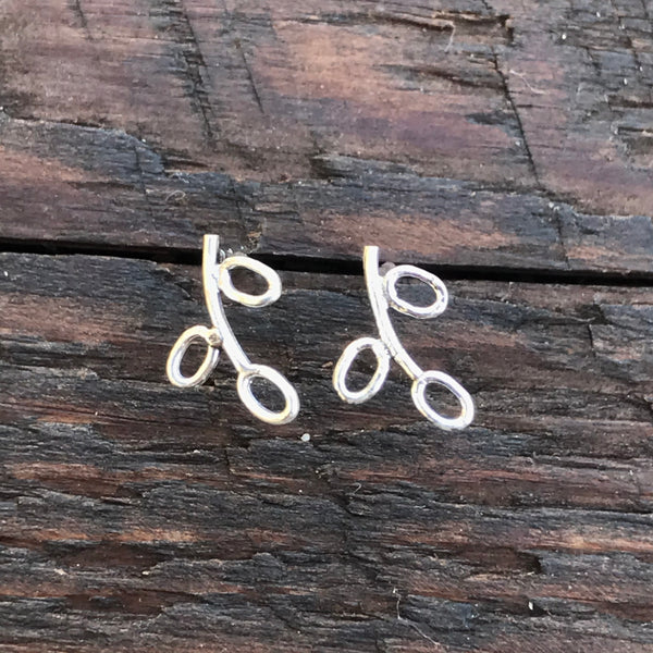 Sterling Silver 'Branch' Design Stud Earrings